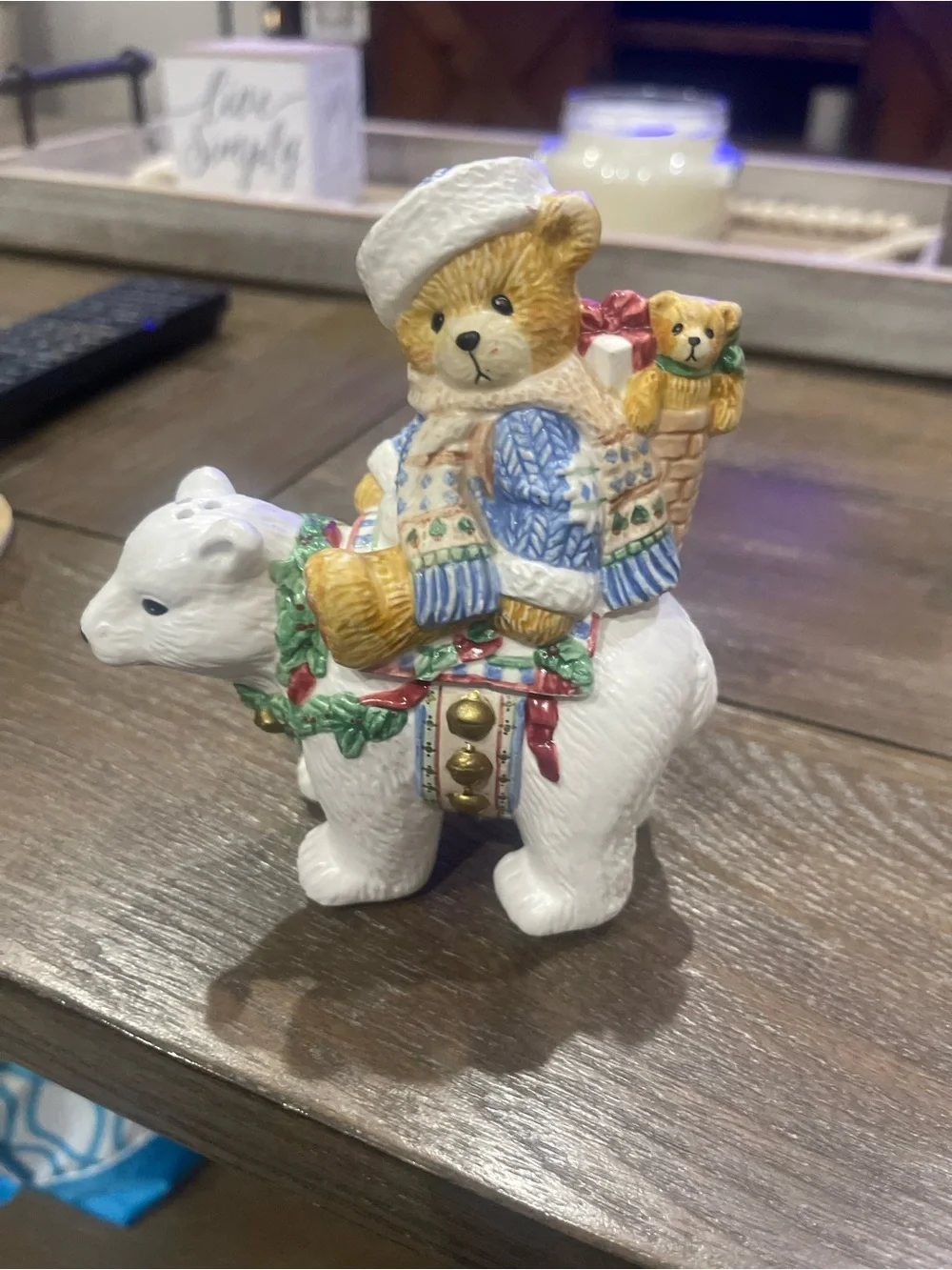 Salt and pepper shakers Cherished Teddies White Polar Bear with Brown Teddy